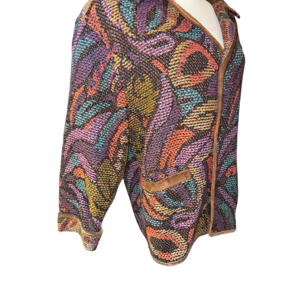 Tapestry Jacket with Leather Trim - Picture 3 of 9